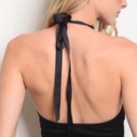 BLACK PEARL DETAIL HALTER MIDI DRESS - Picture 3 of 8